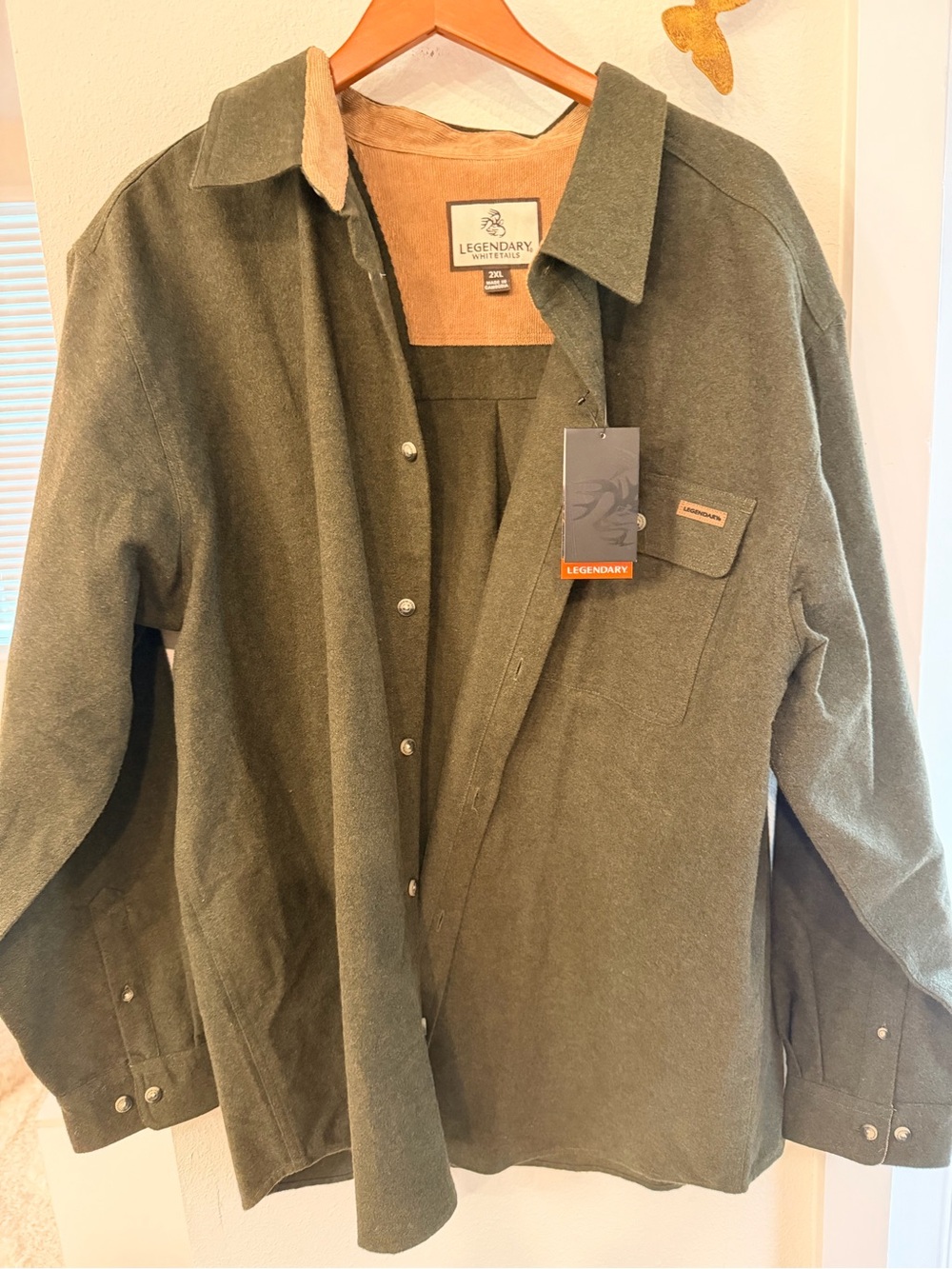 Legendary Whitetails Olive Green Sherpa Collar Snap Shirt Jacket